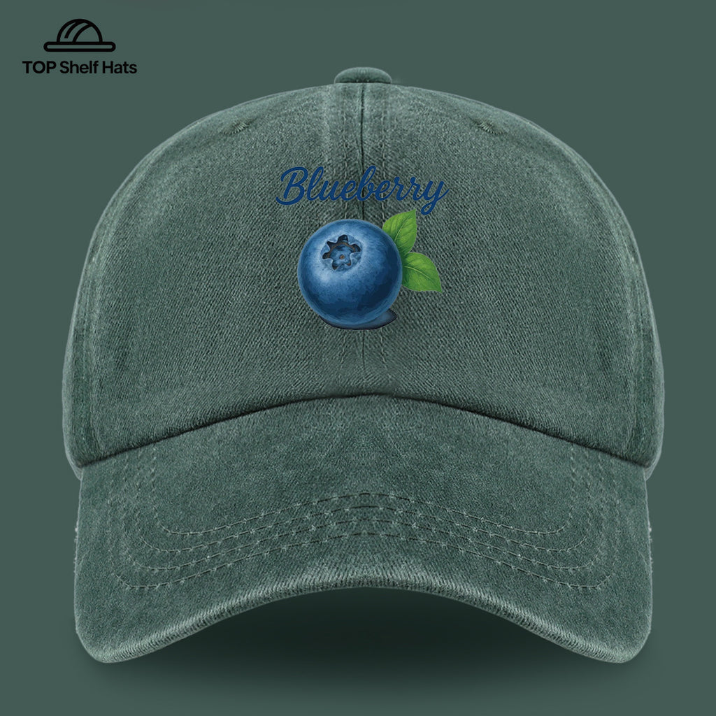 1pc Blueberry-Themed Realistic Fruit Print Baseball Cap, Comfortable And Breathable Sun Hat, Fashionable Easy And Aesthetic Unisex Baseball Cap, Adjustable Size, Trucker Cap, Beach Vacation Hat, Suitable for Outdoor Picnics, Camping, Shopping