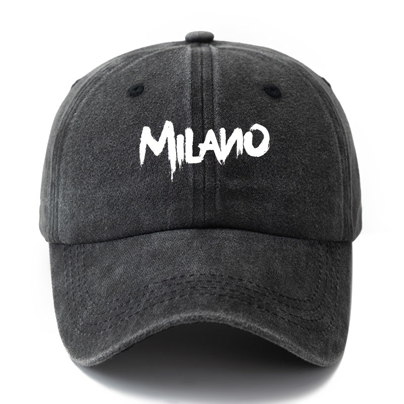 MILANO Retro Washed Baseball Cap - Unisex Trucker Hat Suitable for Outdoor, Casual Wear, Driving, Vacations - Classic Washed Look, Printed Design, Ideal for Truck Drivers & Lifestyles