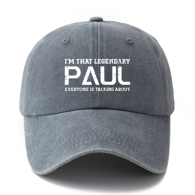 LEGENDARY PAUL" Baseball Cap - Men's Classic  Washed Hat, Outdoor Fishing Trucker Cap