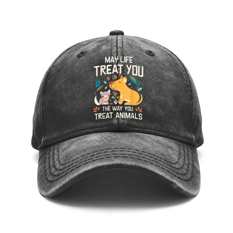 1pc Vintage Washed Unisex Baseball Cap with Animal Care And Kindness Design - Adjustable, Unisex, with Cat And Dog Pattern Print, Suitable As a Casual Outdoor Hat Gift for Pet Lovers, Vintage Style Suitable for Daily Wear And Gifting