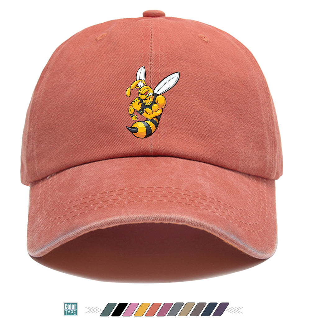 1pc Muscle Bee Cartoon Print Baseball Cap, Trendy Individual Sun Hat, Fashionable Street Hip-Hop Style Unisex Adjustable Duckbill Cap, Essential for Outings, Outdoor Camping Sun Hat, Sports Fitness Trendy Hat, Bestie Couple Matching Hat