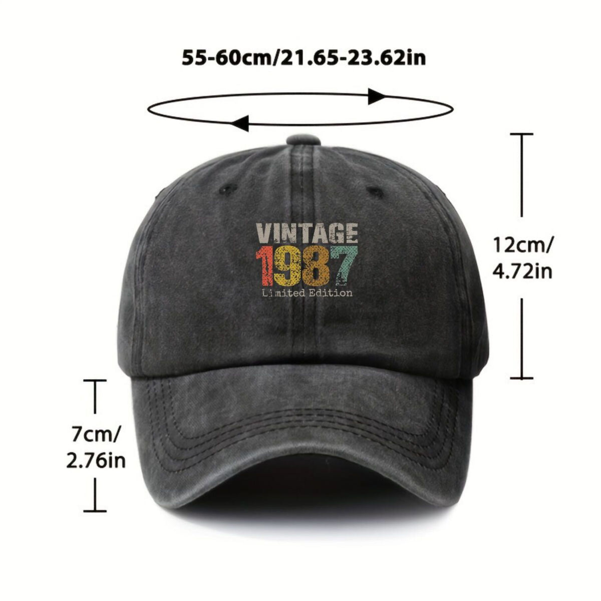 Vintage 1987 Retro Text Art Easy Men'S And Women'S Printed Baseball Cap Breathable Universal Buckle Spring Summer Golf Hat