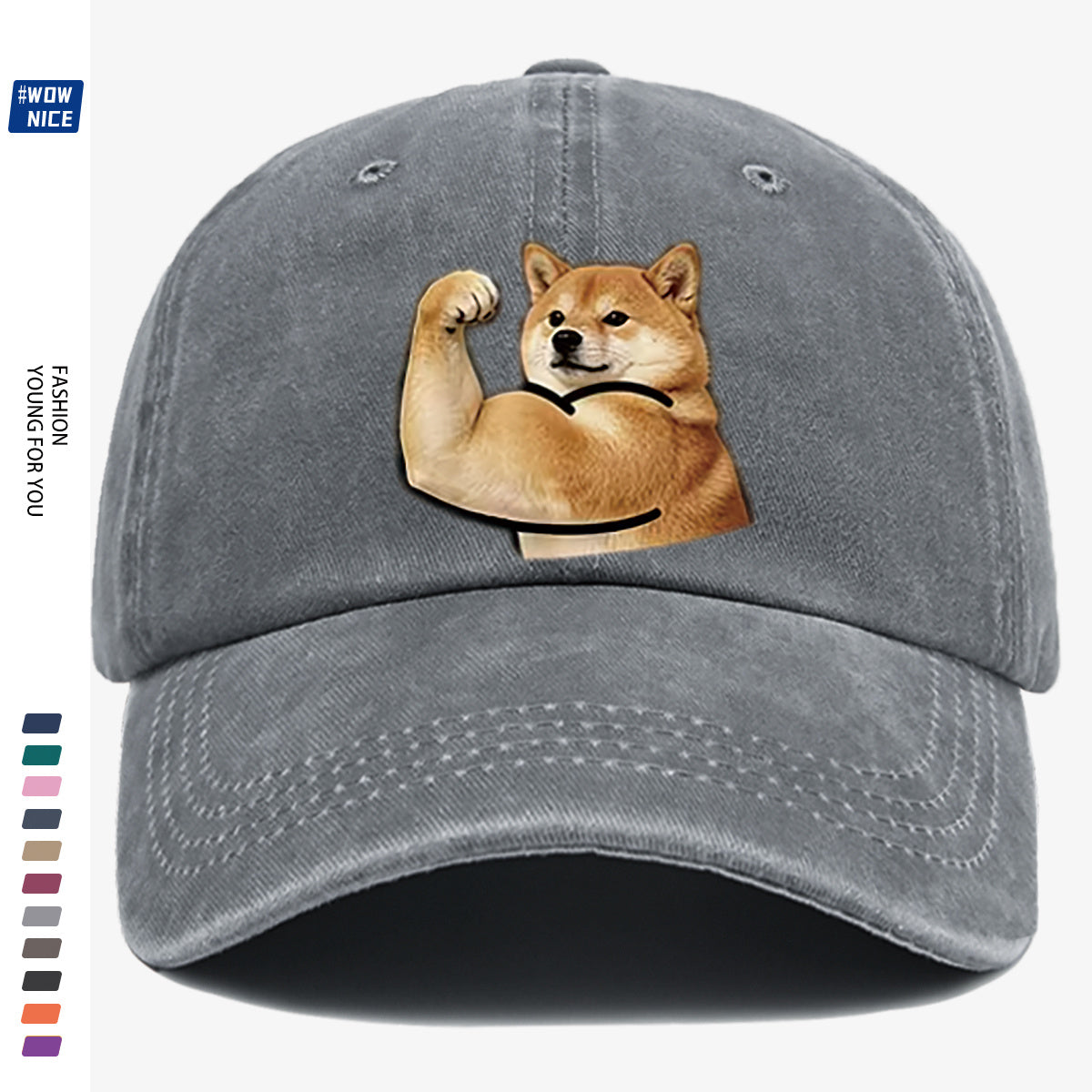 1pc Shiba Inu Muscle Arm Fun Print Baseball Cap Unisex Same Style Slimming Fashion Adjustable Size Street Trend Hat Daily Casual Hat Outdoor Hiking Hat Travel Outing Hat Party Styling Hat Versatile Duckbill Hat Festival Birthday Gift Ideal Choice Fo