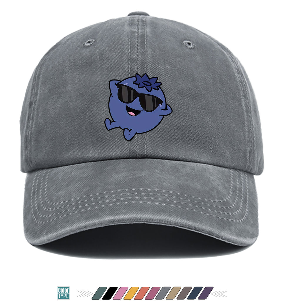 1pc Cartoon Blueberry Pattern Baseball Cap, Fun Sunglasses Flower Decoration, Comfortable And Breathable Sun Hat, Fashionable Cute Unisex Adjustable Dad Hat, Outing Hat, Best Friend Shopping Hat, Suitable for Picnics, Amusement Parks, Hiking