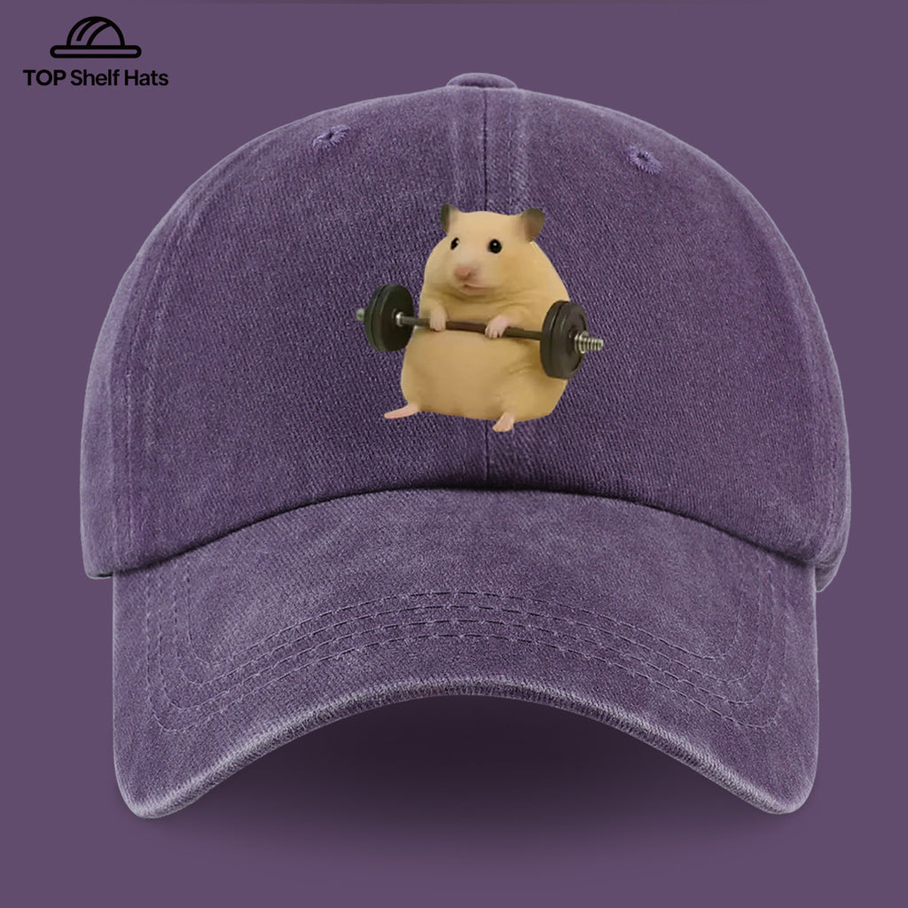 1pc Cute Adorable Golden Hamster Mouse Holding Dumbbell Pattern Design Printed Casual Baseball Cap, Lightweight Comfortable Breathable Adjustable Size, Perfect Gift for Couples on Valentine'S Day