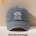 Suitable for Both Men and Women, Adjustable Size, Fashionable Pattern "RUDE" Printed Baseball Cap, Vintage Hat, Outdoor Casual Hat