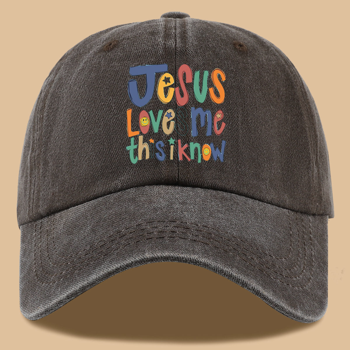 1pc Christian-themed Printed Baseball Cap with a Warm and Affectionate Design, Featuring Rounded, Cute, and Colorful Text. Lightweight, Comfortable, and Breathable Sun Hat with a Stylish, Simple, and Aesthetically Pleasing Look. Adjustable Size