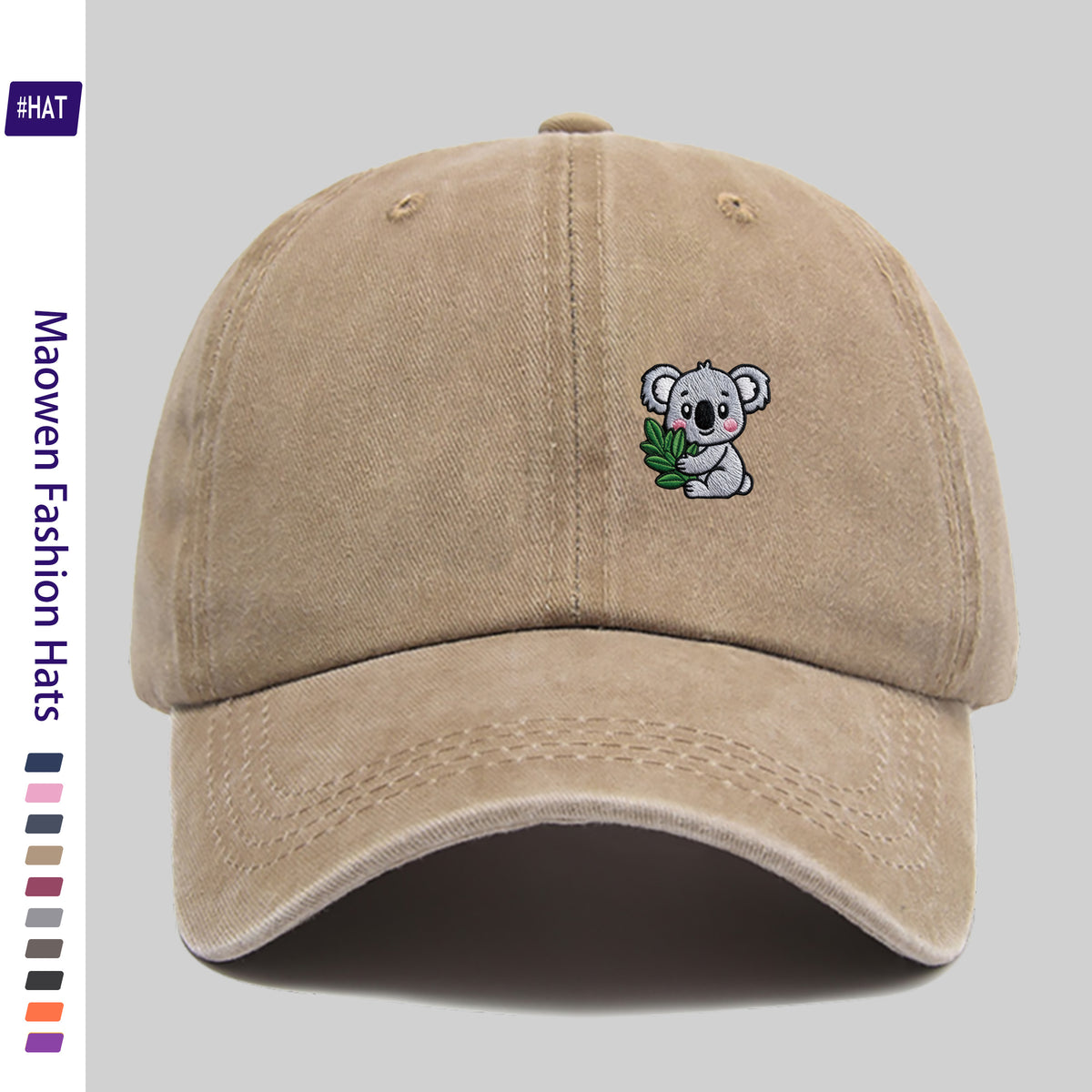 Cartoon-Style Koala Pattern Printed Washed Baseball Cap, New Vintage-Style Baseball Cap for Summer, Unisex Lightweight Outdoor Cap, Suitable for All Seasons, Travel And Casual Wear, Adjustable Size Trucker Cap, Ideal for Sports Enthusiasts
