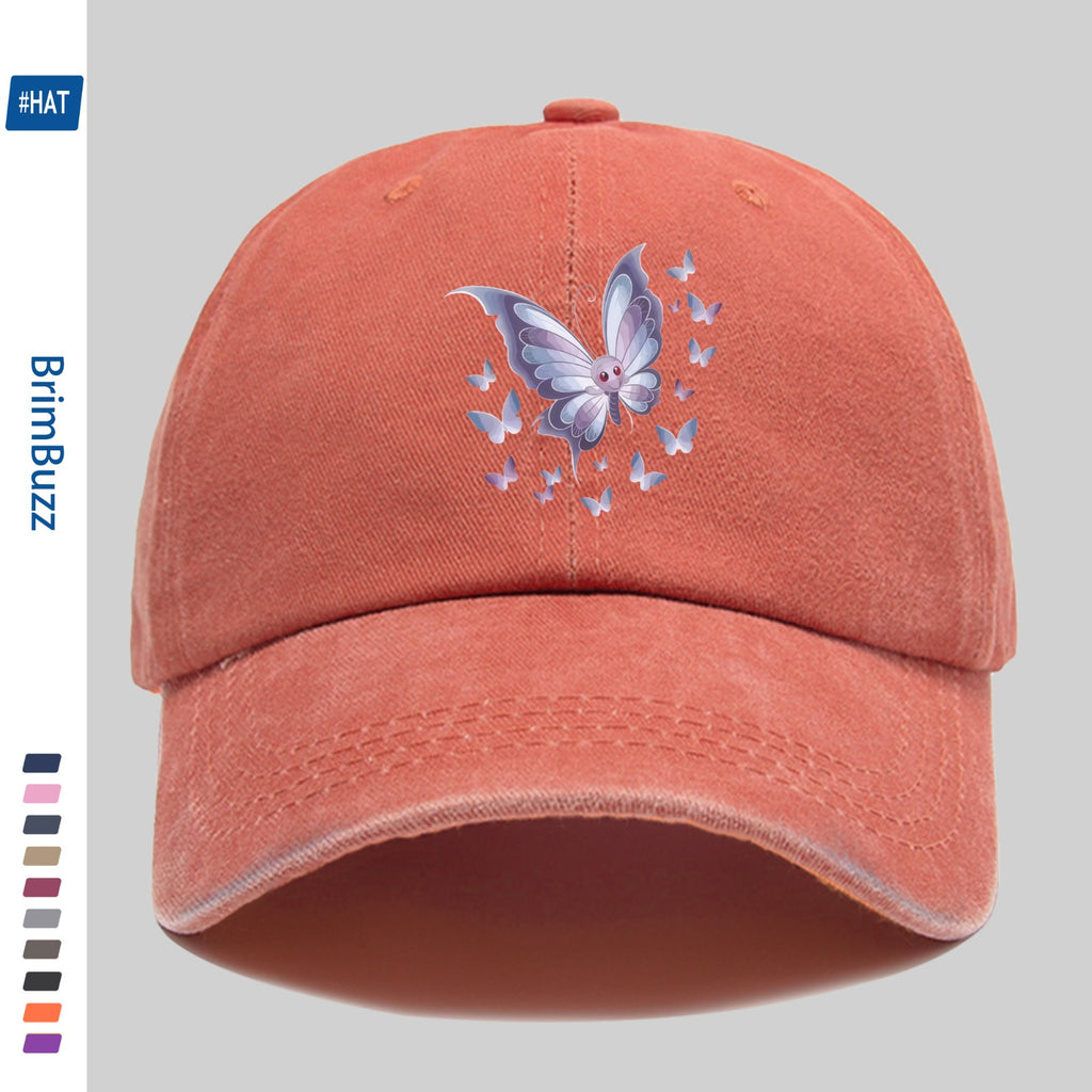 1 Butterfly Print Trucker Hat, Suitable for Travel, Outdoor Activities, and Daily Wear- Adjustable Snapback Hat with Butterfly Pattern, Lightweight and Unisex, Vintage Baseball Cap, Suitable for the Beach, Cycling, Parties, and Casual Wear(hand Was