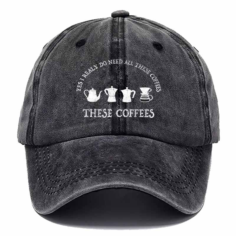 Fashion Baseball Cap with Four Coffee Utensil Patterns, Daily Match for Coffee Lovers