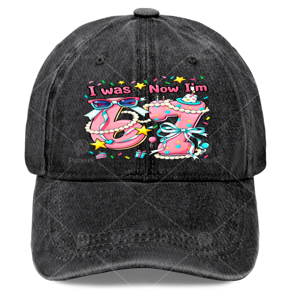 7th Birthday Girl I Was 6 Now Im 7 Year Old Girls Baseball Hat Unisex