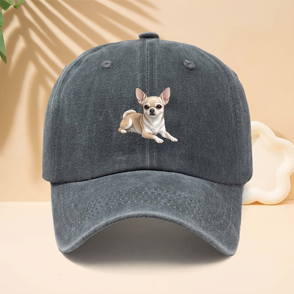 Chihuahua Print Baseball Cap with Chihuahua Dog Design - Adjustable Snapback Trucker Hat Suitable for Men & Women, Soft Top Curved Brim, Unisex Casual for All- Wear, Durable Comfortable for Walking, Parties, Shopping, Hip-Hop Style
