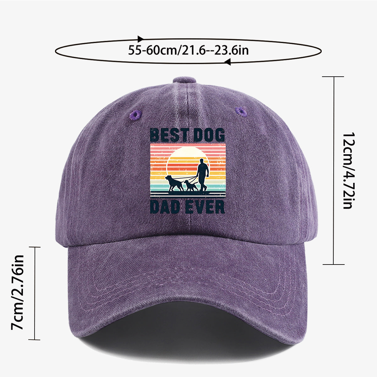 1pc "Best Dog Dad Ever" Vintage Trucker Hat - Adjustable Unisex Baseball Cap Suitable for Outdoor, Dog Walking, Picnics & Sports, Breathable Dad Hat Gift for Fathers Day, Birthdays, for Dog Lovers with Sunset Print (for Men & Women)