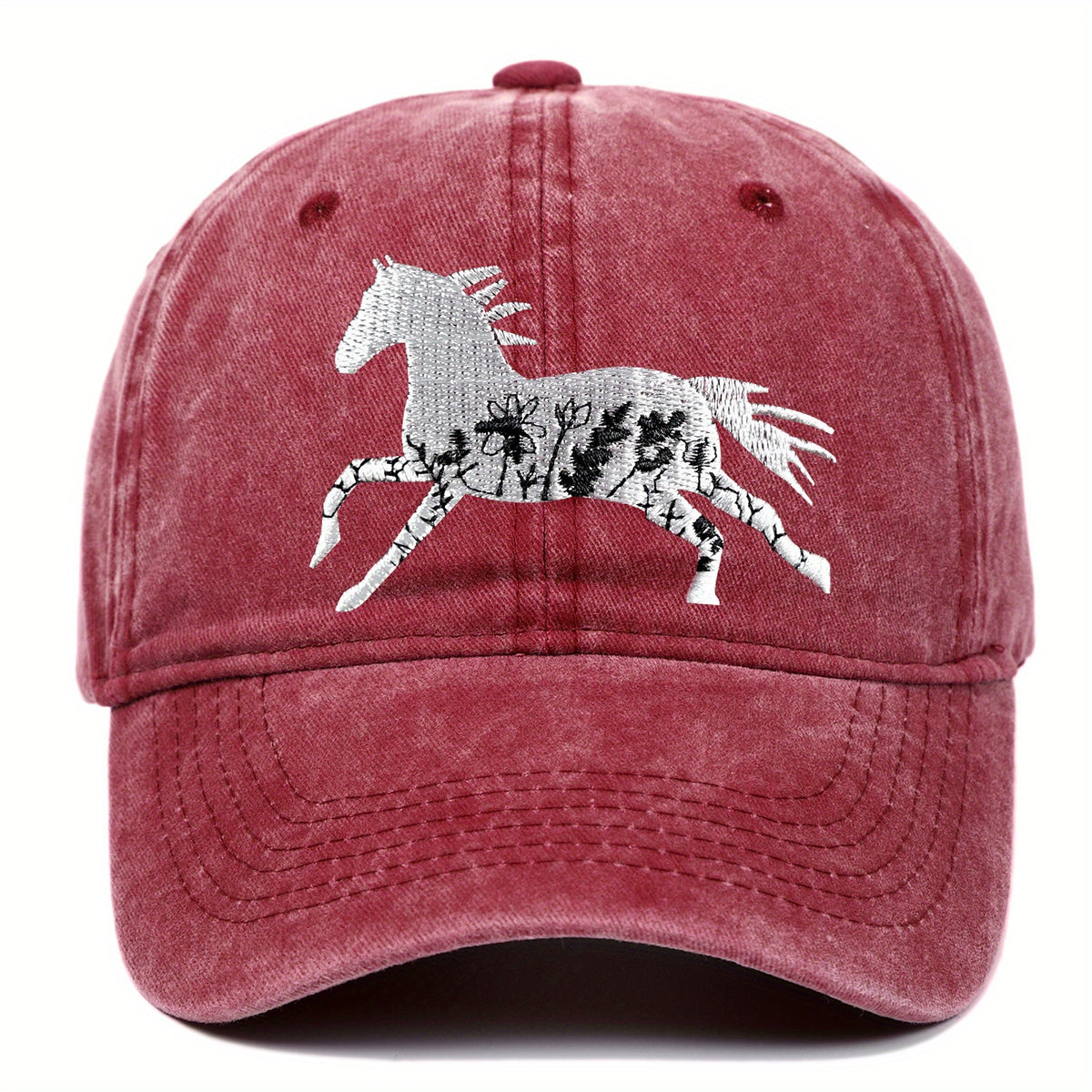 Unisex Adjustable Baseball Cap with Retro Running Horse Design, a Summer Must-Have