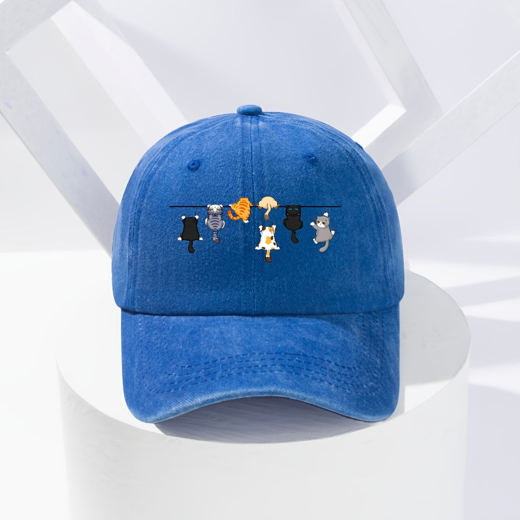 Super Cute Cat-themed Baseball Cap, the Perfect Choice for Street Fashion, with a Fun and Vibrant Design Suitable for Any Season
