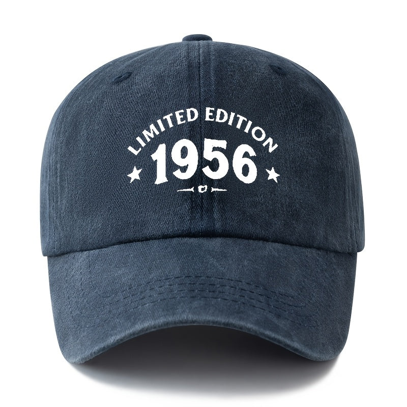 A Unisex, Fashionable and Versatile Printed LIMITED 1956 Baseball Cap, a Classic Retro Washed Outdoor Lightweight Curved Brim Cap, Suitable for Outdoor Vacations, Travel, Camping, and Other Casual Occasions, a Hip-hop Cap for Holiday Parties, a Casua