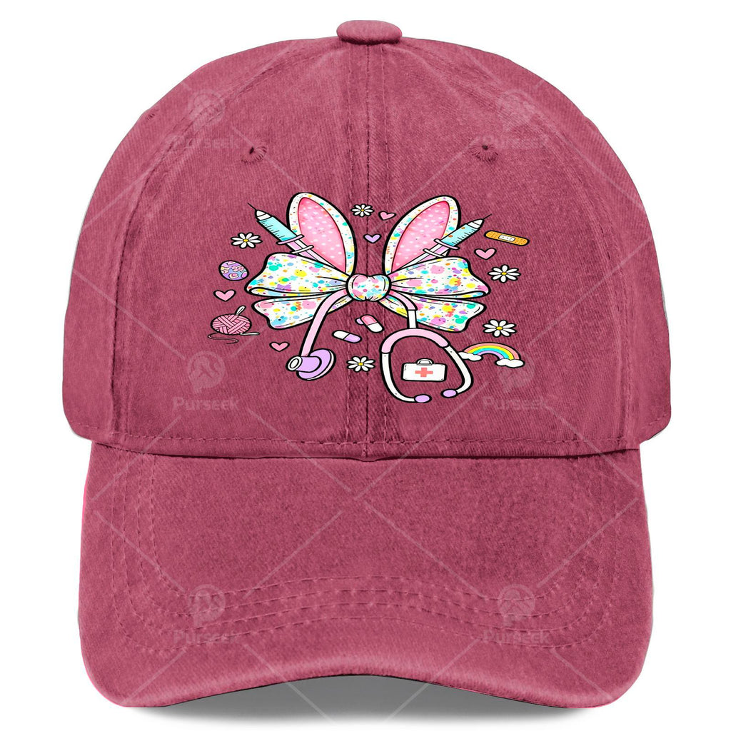 Nurse Stethoscope Baseball Cap - Retro Printed Full Body Iconic Symbol, Suitable for Christmas, Games, Nurse Uniforms, Unisex, Hand Wash Or Dry Clean