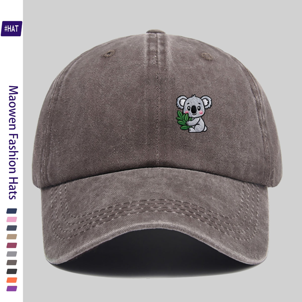 Cartoon-Style Koala Pattern Printed Washed Baseball Cap, New Vintage-Style Baseball Cap for Summer, Unisex Lightweight Outdoor Cap, Suitable for All Seasons, Travel And Casual Wear, Adjustable Size Trucker Cap, Ideal for Sports Enthusiasts
