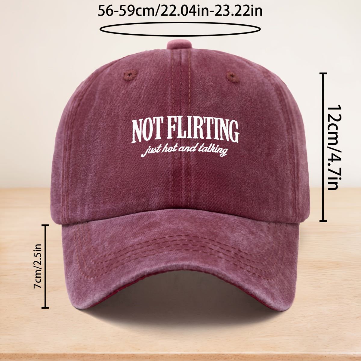 A Washed Baseball Cap with The Theme "NOT FLIRTING, " Suitable for Both Men And Women, Is a Versatile Street Fashion Hip-Hop Cap That Can Be Worn in All Seasons. The Soft-Top Design Is Comfortable And Doesn'T Press on The Head