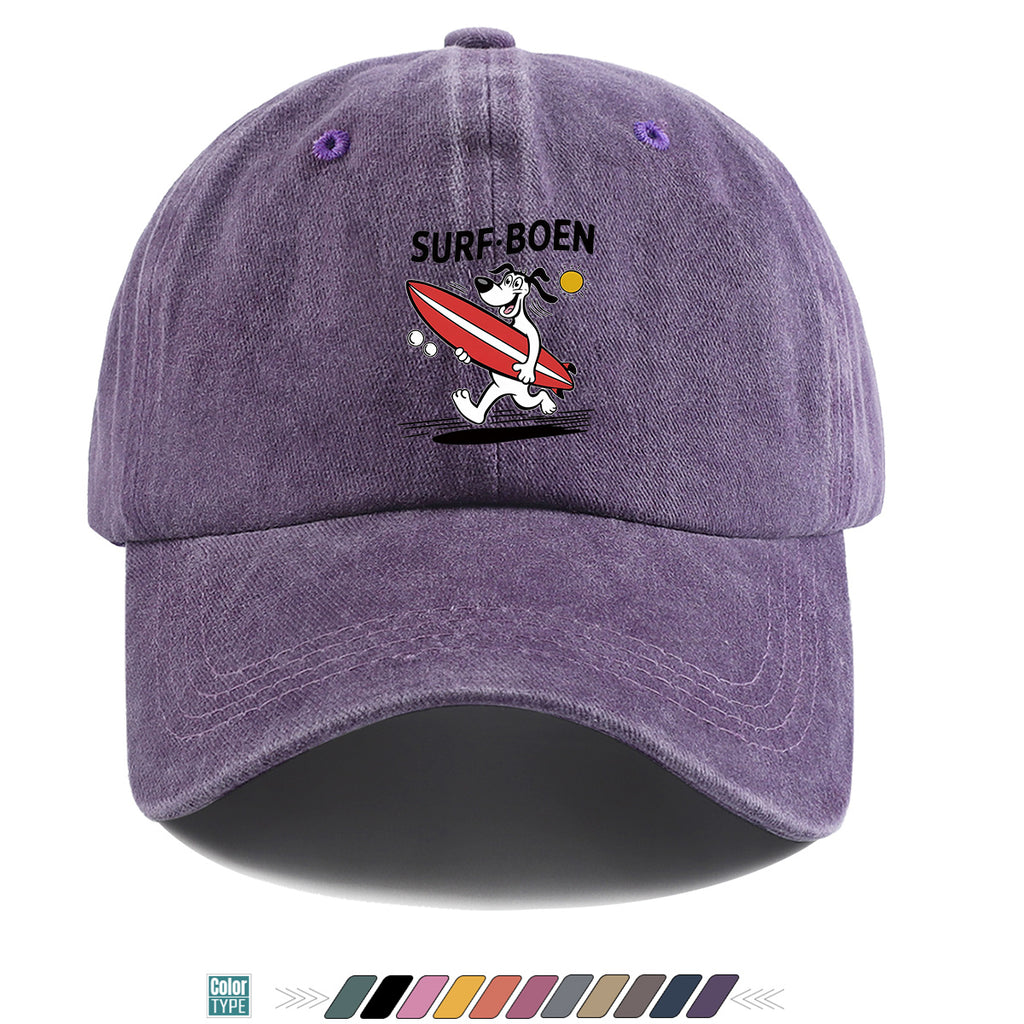1pc Surfing Dog Fun Print Baseball Cap, Comfortable Breathable Sun Hat, Fashionable Individual Aesthetic Unisex Cap, Adjustable Size Casual Street Hat, Beach Vacation Hat, Suitable for Surfing, Beach, Vacation, Party, Outdoor Sports