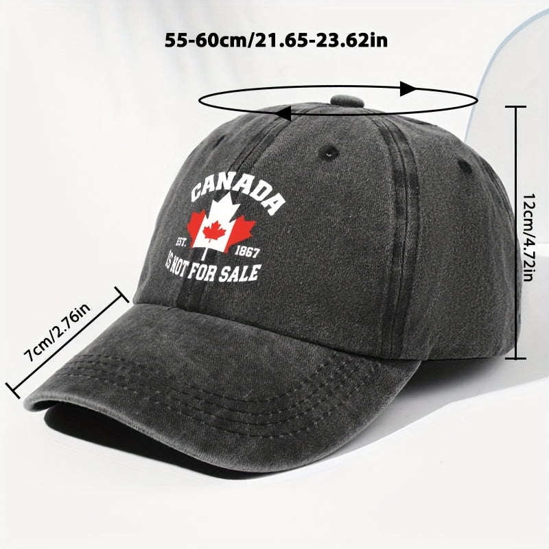 Unisex Canadian CANADA Maple Leaf Print Washed Vintage Baseball Cap, Fashionable Sun Outdoor Hat for Men and Women, Adjustable Trucker Hat Suitable for All Seasons and Daily Wear