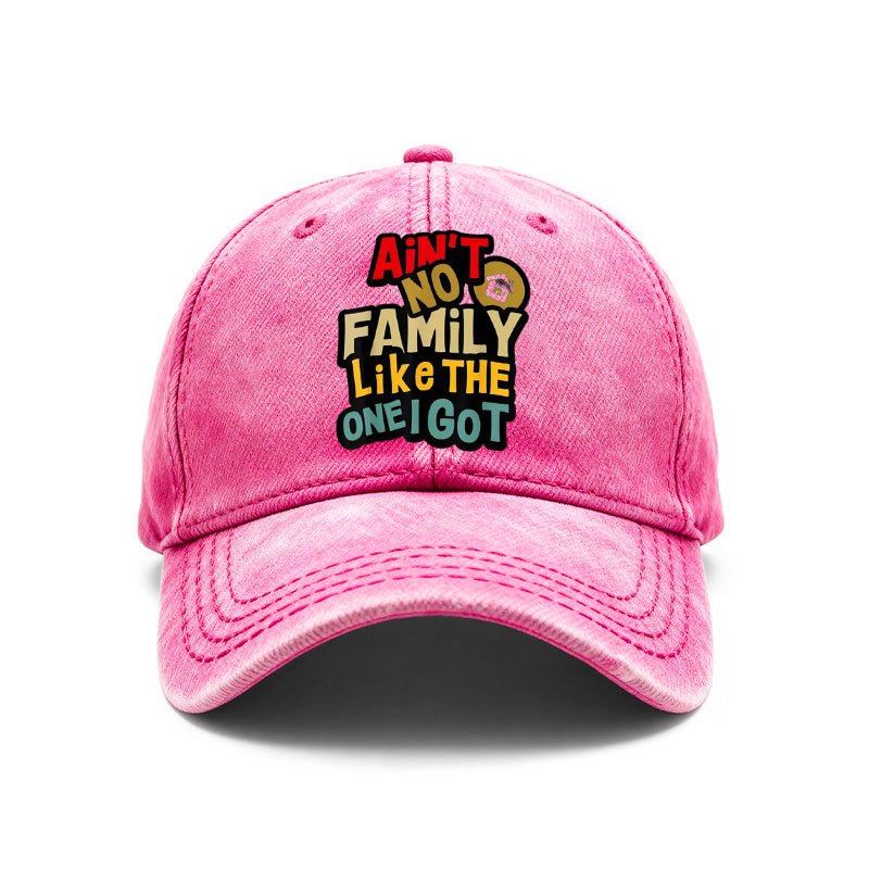 1pc Vintage Washed Unisex Baseball Caps, Ain'T No Family Like The One I Got, Bold Typography Design Print, Adjustable, Suitable for Outdoor Activities And Casual Wear, Gifts for Men And Women, Friends