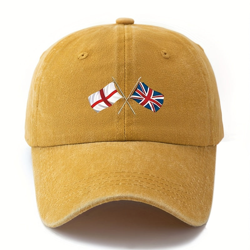 Stylish And Adaptable Printed Baseball Cap Featuring The England Union Jack, a Classic Retro Lightweight Hat Ideal for Truck Drivers