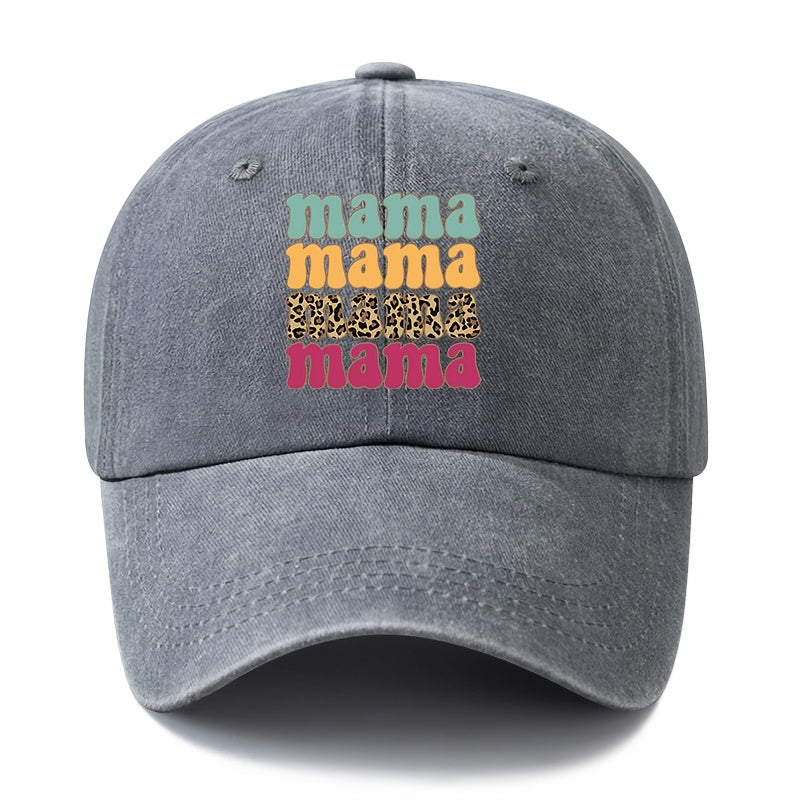 Unisex Fashion Versatile Printed Mama Cartoon Letter Baseball Cap, Classic Retro Washed Outdoor Lightweight Curved Brim Hat, Trucker Cap, Suitable for Outdoor Vacation Travel Camping And Casual Occasions, Holiday Party Hip-Hop Hat