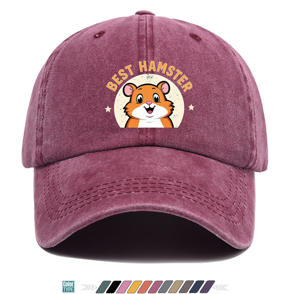 1pc "Best Hamster" Cartoon Hamster Print Baseball Cap, Cute And Playful Sun Hat, Fashionable Casual Unisex Hat, Adjustable Size, Daily Hat, Couple Outing Hat, Suitable for Park Play, Easy Dressing, Shopping, Hiking, Outdoor Picnic