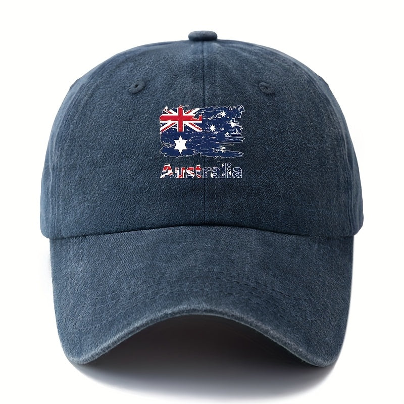 Unisex Australian Flag Baseball - Classic Retro Washed Lightweight Trucker Hat with Kangaroo & Southern Cross Design, Breathable Polyester for Outdoor, Travel, Camping, Casual Wear, Travel Accessory, Vintage Style, Durable Construction