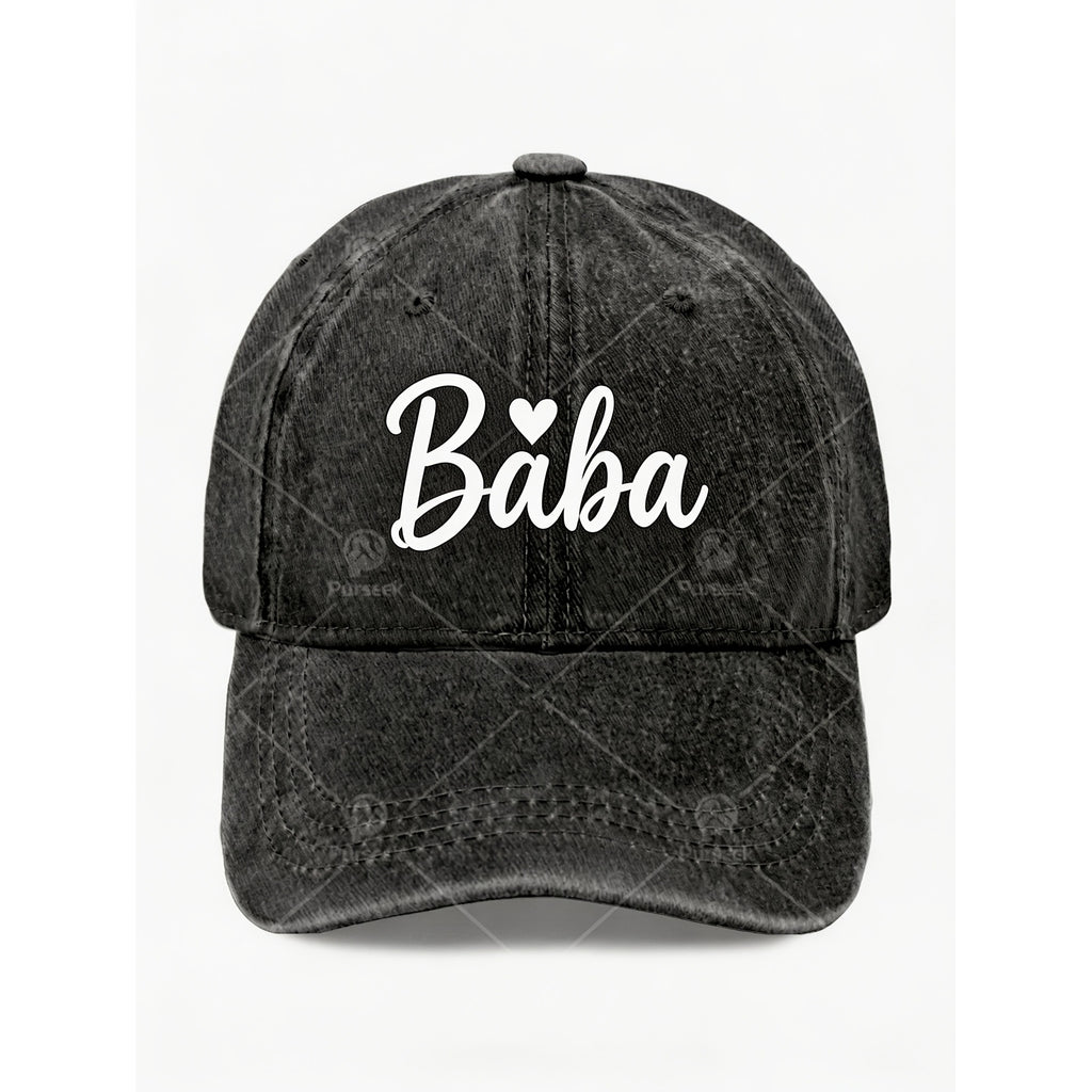 Baba Heart Baseball Cap for Men Women Vintage Casual Dad Hat Street Style Gift for Anniversary