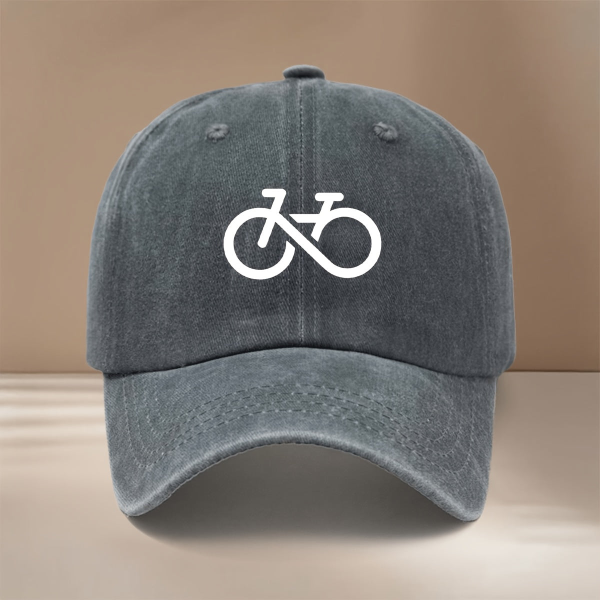 Baseball Cap with Stick-figure Bicycle Print, Suitable for Vacations, Travel, Gatherings, and Camping. Features a Curved Brim, Adjustable Size, and Textured Hip-hop Style. Comfortable and Lightweight, This Unisex Six-panel Cap Is Also a Casual