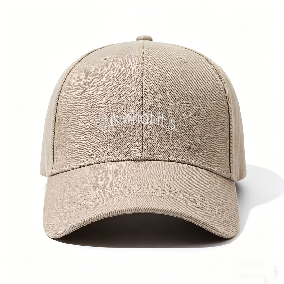 A Neutral Style "Let It Be" Baseball Cap, Adjustable Flat-brim Cap with a Simple and Calm Quote, Is an Excellent Gift for Those Who Appreciate a Leisurely, No-nonsense Atmosphere. It's a Casual and Easy-to-understand Statement Cap, Perfect for Lazy D