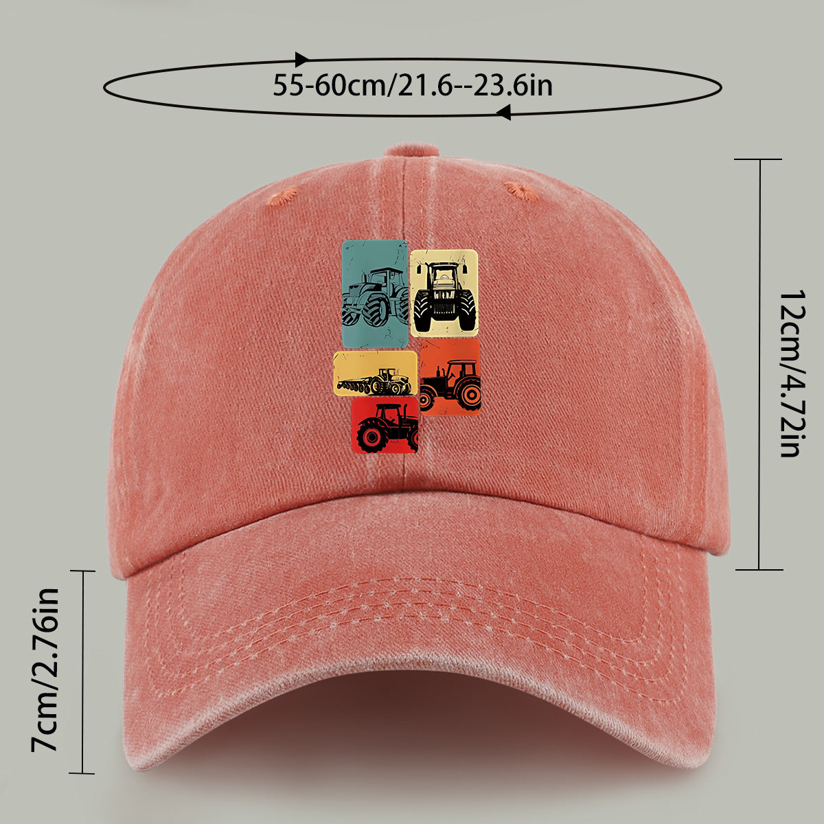 1pc 1pcs Vintage Tractor Print Baseball Cap - Adjustable Unisex & Suitable for Outdoor Sports, Fishing, Beach Vacations - Lightweight Breathable Retro Tractor Hat for Men & Women, Ideal, Easter, Daily Wear