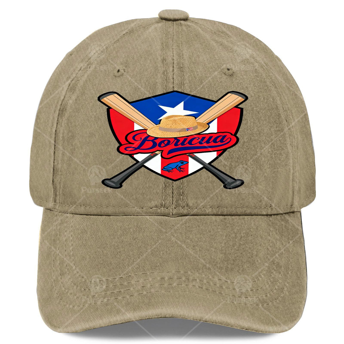 Boricua Puerto Rico Baseball Coqui Frog Pava Hat Fan Baseball Hat Unisex