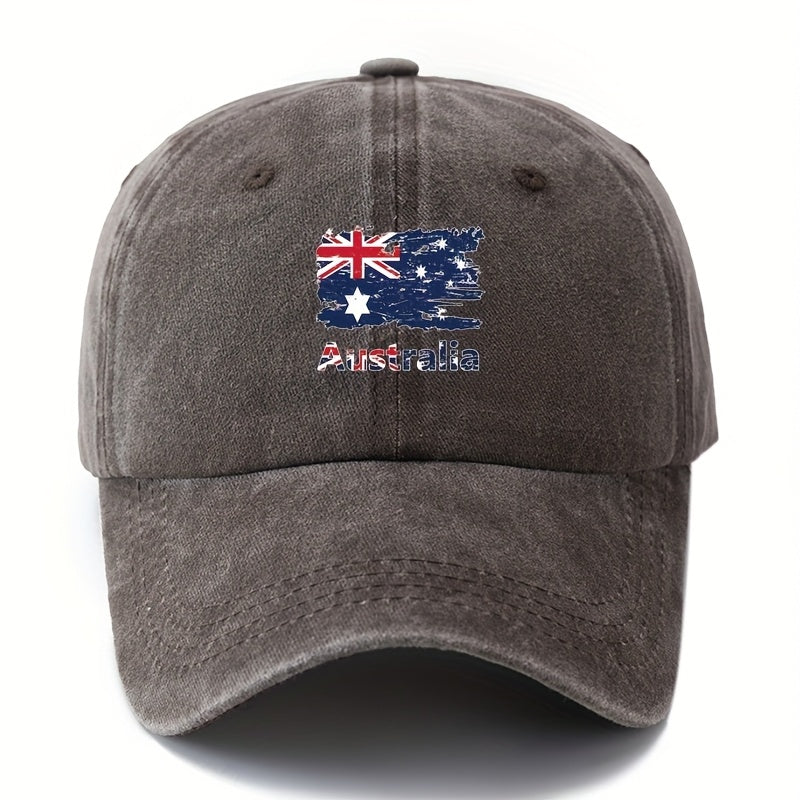 Unisex Australian Flag Baseball - Classic Retro Washed Lightweight Trucker Hat with Kangaroo & Southern Cross Design, Breathable Polyester for Outdoor, Travel, Camping, Casual Wear, Travel Accessory, Vintage Style, Durable Construction