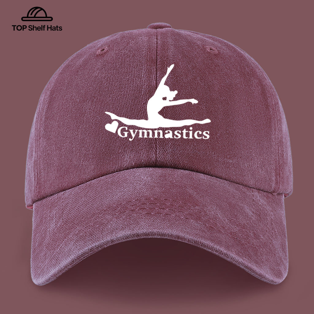 1pc "Gymnastics" Printed Baseball Cap with Gymnastics Pattern Design, Lightweight, Comfortable, and Breathable. Adjustable Size, Perfect Valentine's Day Gift for Partners. Casual Wear Accessory for Men and Women, Ideal for Outdoor Activities. Sun Hat