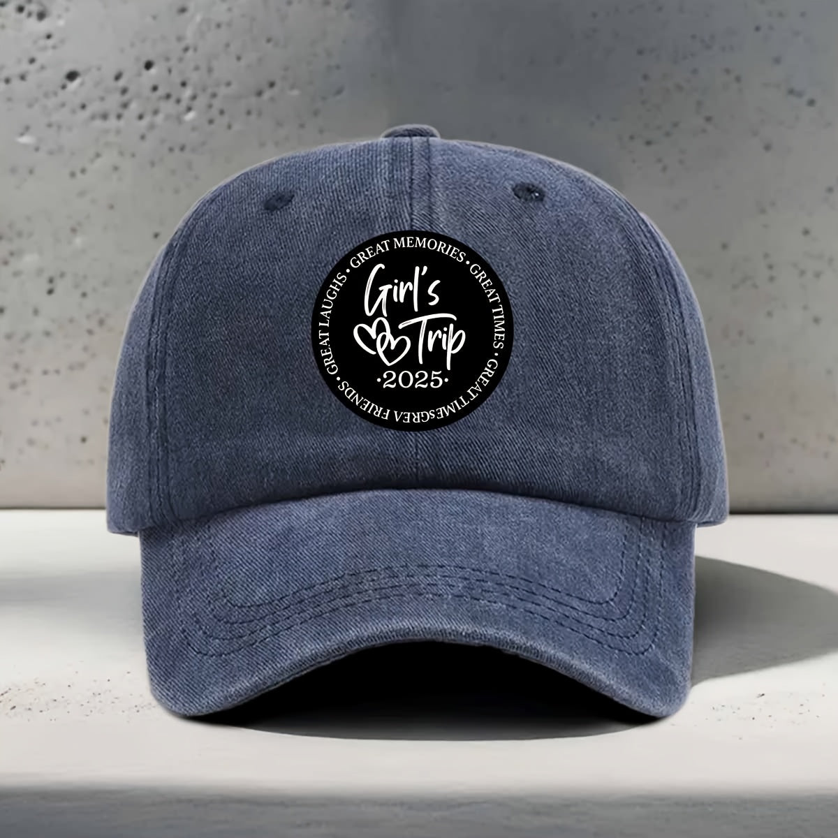 Women'S Baseball Cap 2025 New Style Heart Pattern English Print Trip Daily Casual Outing Versatile Best Friend Travel Good Times Artistic Fresh Travel Style Party Wear Trendy Accessory Round Sticker Sister Exclusive Memory Symbol Classic Fashion Duc