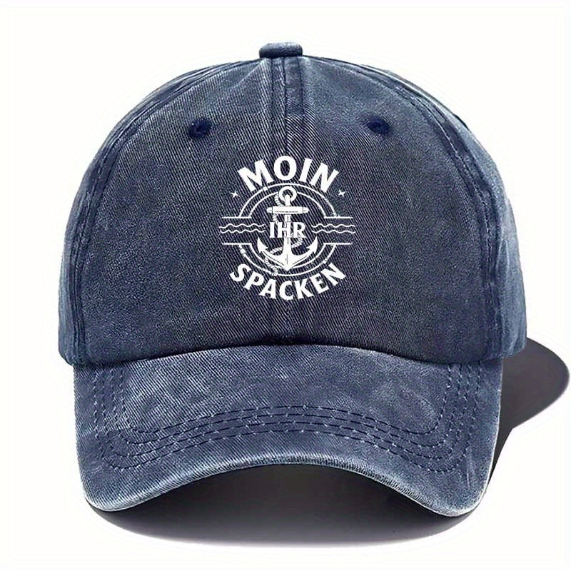 Unisex Washable Baseball Cap, Vintage Nautical Print Baseball Cap, Anchor Chain Wave Pattern, Suitable for Casual And Sporty Outfits, Ideal As a Gift for Christmas, New Year, Or Father'S Day