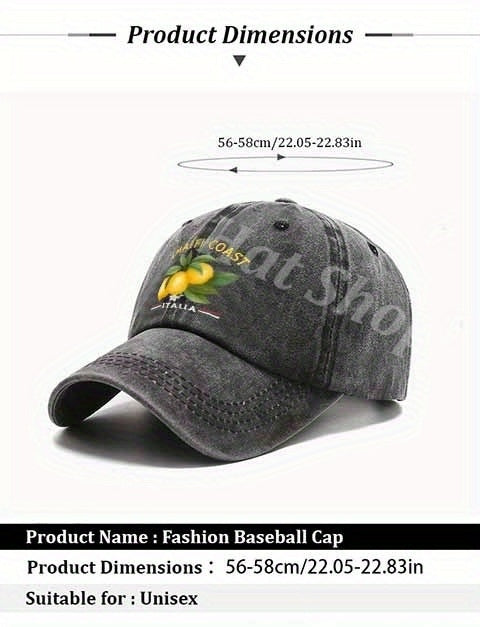 Stylish  Cap Featuring National Flag Stripes Accented with Lemon Leaf Motifs-A Must-Have for Beach Vacations.