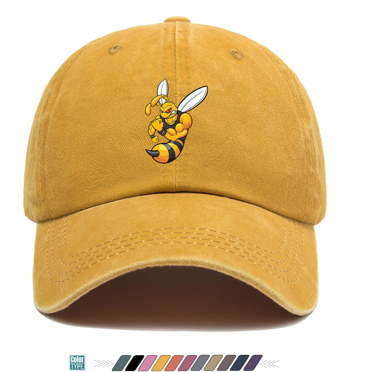 1pc Muscle Bee Cartoon Print Baseball Cap, Trendy Individual Sun Hat, Fashionable Street Hip-Hop Style Unisex Adjustable Duckbill Cap, Essential for Outings, Outdoor Camping Sun Hat, Sports Fitness Trendy Hat, Bestie Couple Matching Hat