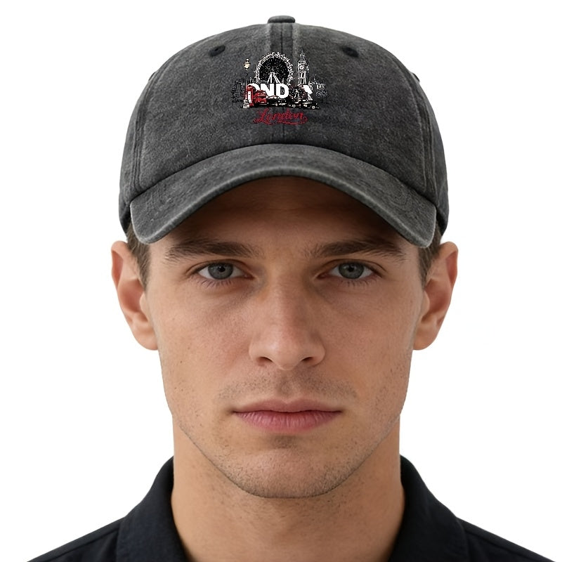 A Unisex Fashionable and Versatile Printed Ferris Wheel Baseball Cap, Featuring a Classic Vintage Washed Outdoor Lightweight Curved Brim. Suitable for Casual Occasions Such as Outdoor Vacations, Travel, and Camping. Also Works as a Hip-hop Hat