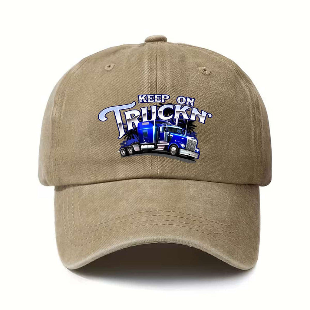 Keep on Truckin' - Semi-Trailer Truck Driver, Truck Driver, Truck Mechanic Baseball Cap, Couple'S Women'S Y2K Snapback Hat