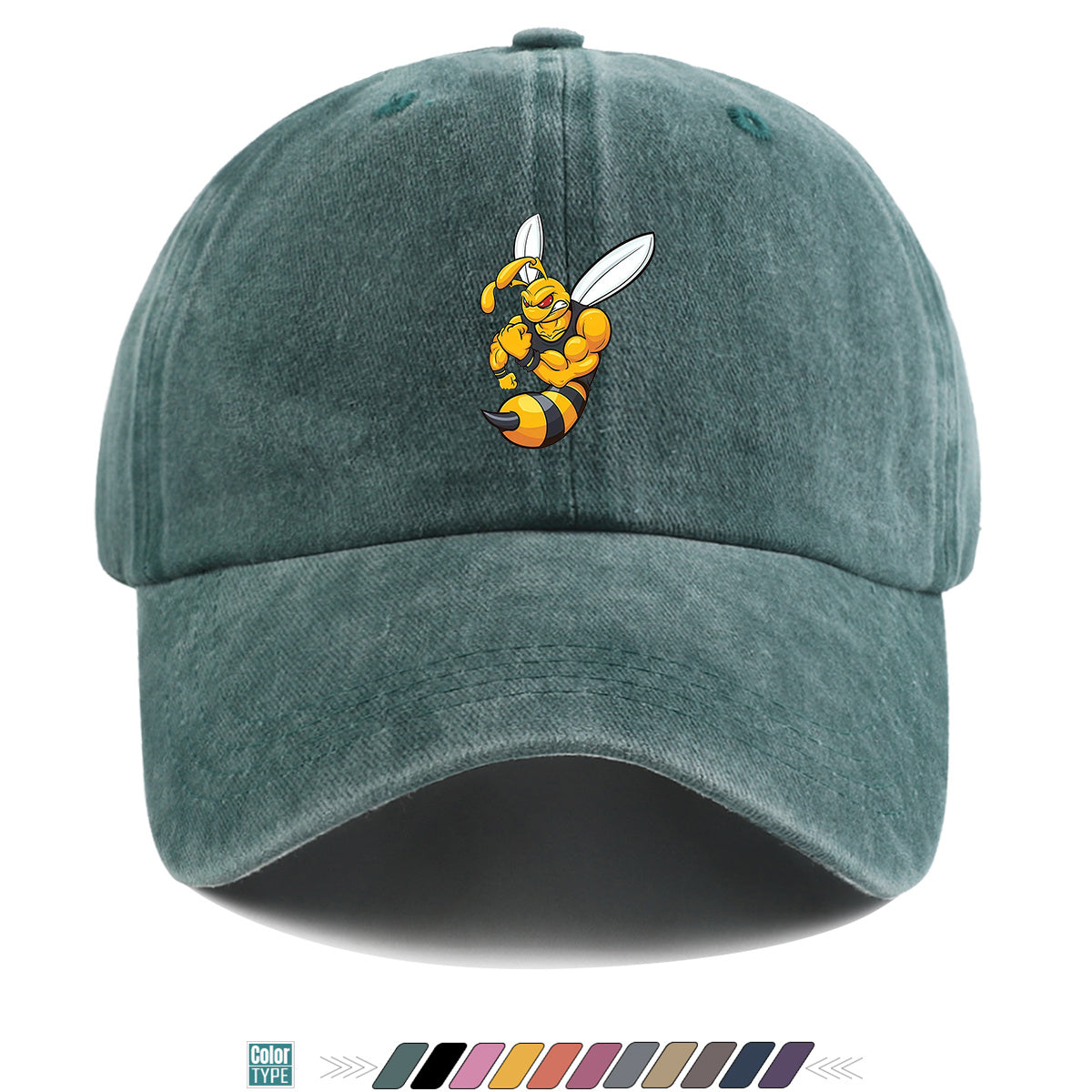 1pc Muscle Bee Cartoon Print Baseball Cap, Trendy Individual Sun Hat, Fashionable Street Hip-Hop Style Unisex Adjustable Duckbill Cap, Essential for Outings, Outdoor Camping Sun Hat, Sports Fitness Trendy Hat, Bestie Couple Matching Hat