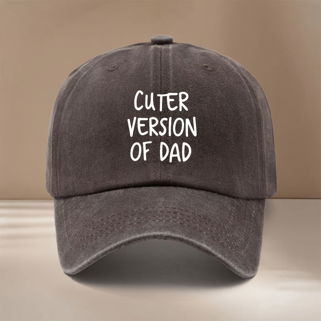 This Is a Baseball Cap Featuring a Design That Says 'CUTER VERSION OF DAD'. It'S Easy, Lightweight, And Adjustable, Suitable for Both Men And Women. This Trendy Curved-Brim Hat Is Perfect for Outdoor Activities, Gatherings, And Camping