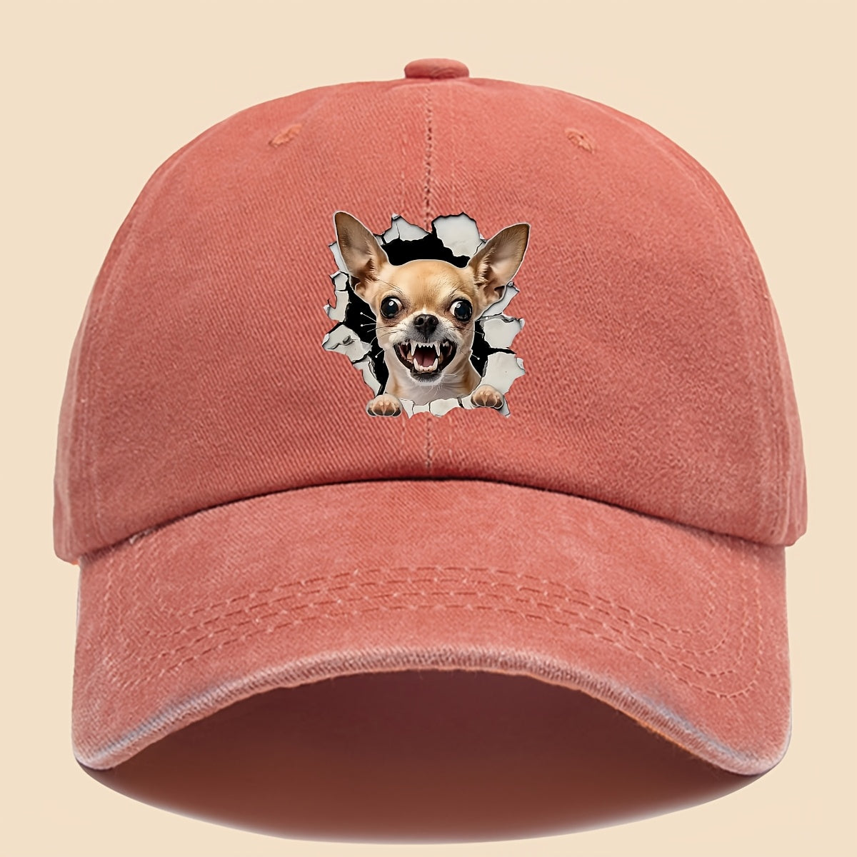 1pc Chihuahua Dog Print Trucker Hat - Adjustable Unisex Baseball Cap with Chihuahua Pattern, Soft-Top Curved Brim & Machine Washable Polyester Cap Suitable for Outdoor, Gifts for,, for Men and Women, for - Wear