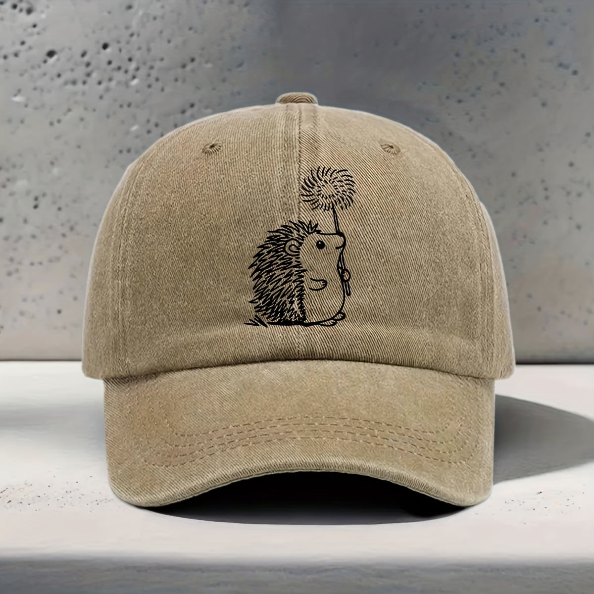 Men's & Women's Hedgehog Print Baseball Cap - Adjustable Washed Curved Brim Hat Suitable for Outdoor Sports, Travel, Casual Wear - Unisex Hip-Hop Cap with Hedgehog, for Daily Use and Vacation Activities