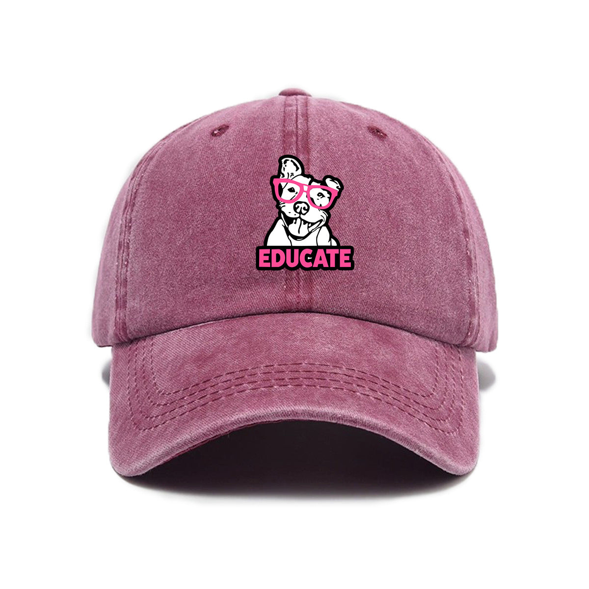 1 Washed Distressed Printed Baseball Cap for Adults, Trendy Hip-Hop Versatile Puppy Print Washed Distressed Soft Top Sun Baseball Cap, Unisex Baseball Cap