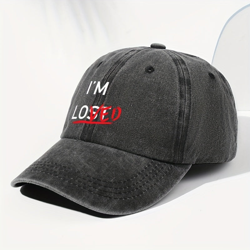 Unisex IM LOVED Letter Print Washed Vintage Baseball Cap Fashion Men Women Sun Hat Adjustable Size Trucker Cap Suitable for All Seasons Daily Wear