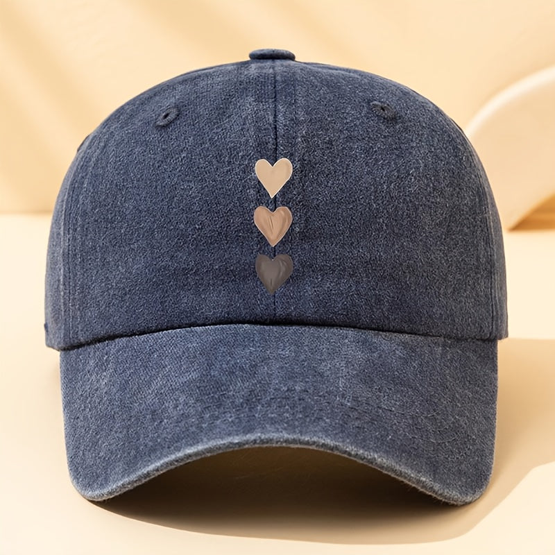 Three-Stripe Heart-Shaped Fashion Print Baseball Cap Multi-Functional Outdoor Casual Fisherman Hat